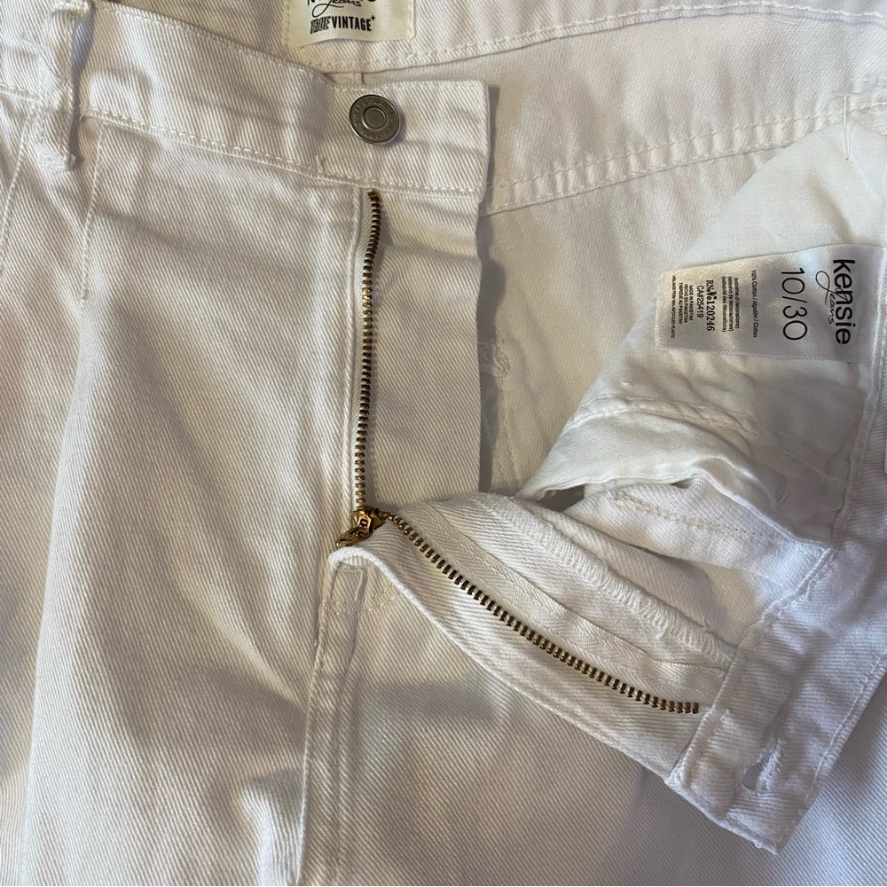 Kensie Crop Jeans Women’s 10 True Vintage High Rise White Pleated 100% Cotton - Picture 8 of 12
